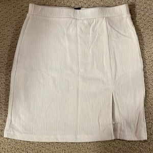 lined white mini skirt with slit